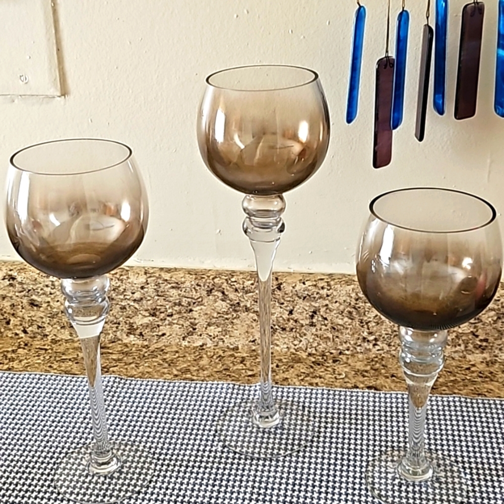 Set of 3, Glass Tealight Candle Holders - Picture 1 of 4